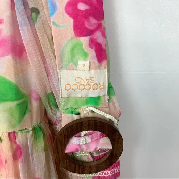 NWT Rococo Sand Alora Mini Off Shoulder Dress Floral Multi Pink Small - Picture 10 of 12